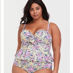 Torrid yellow flamingo midkini underwire swim top